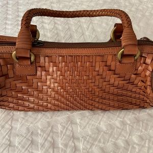 Cole Haan Woven Leather Barrel Bag